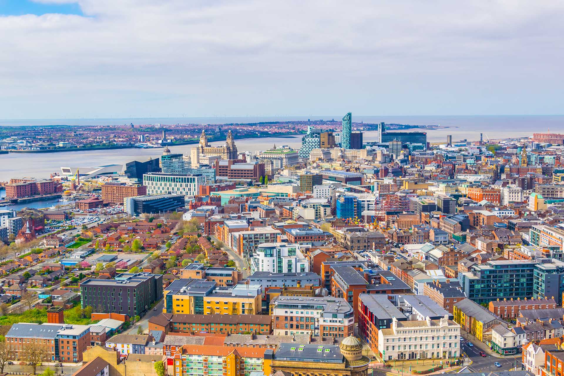 Aerial view of Liverpool City Centre