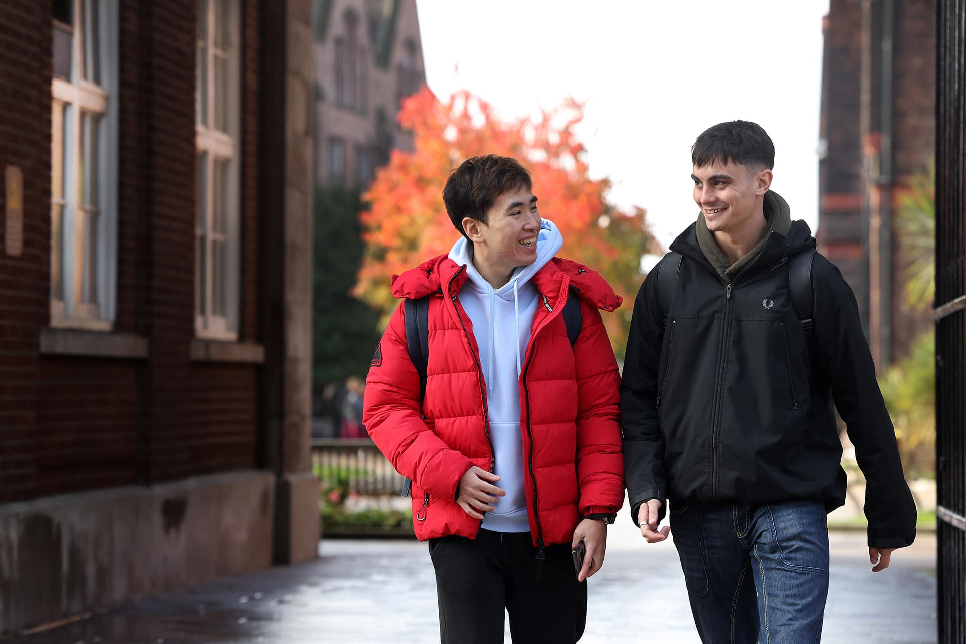 Students walking through campus