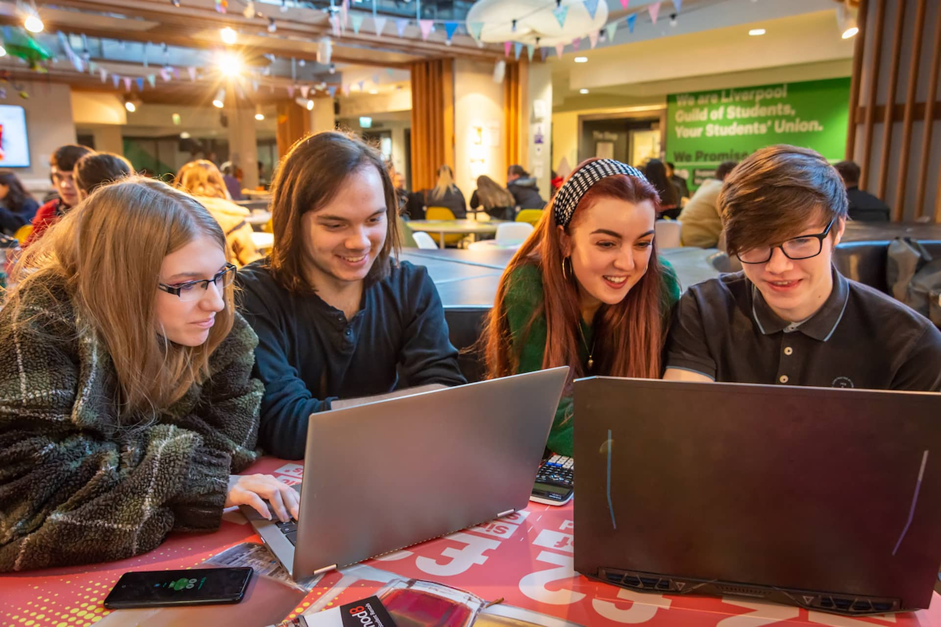 Students studying at table