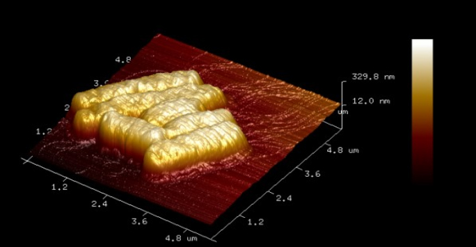 A 3D rendering of a gold object featuring a prominent red line across its surface.