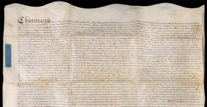 Medieval parchment, with the title 'Chimneys' visible at the start.
