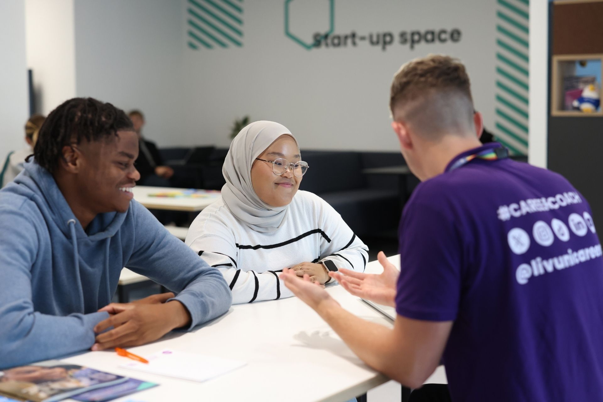 Students at the University of Liverpool participating in an enterprise and career development event in the Green Room, focusing on designing their future.