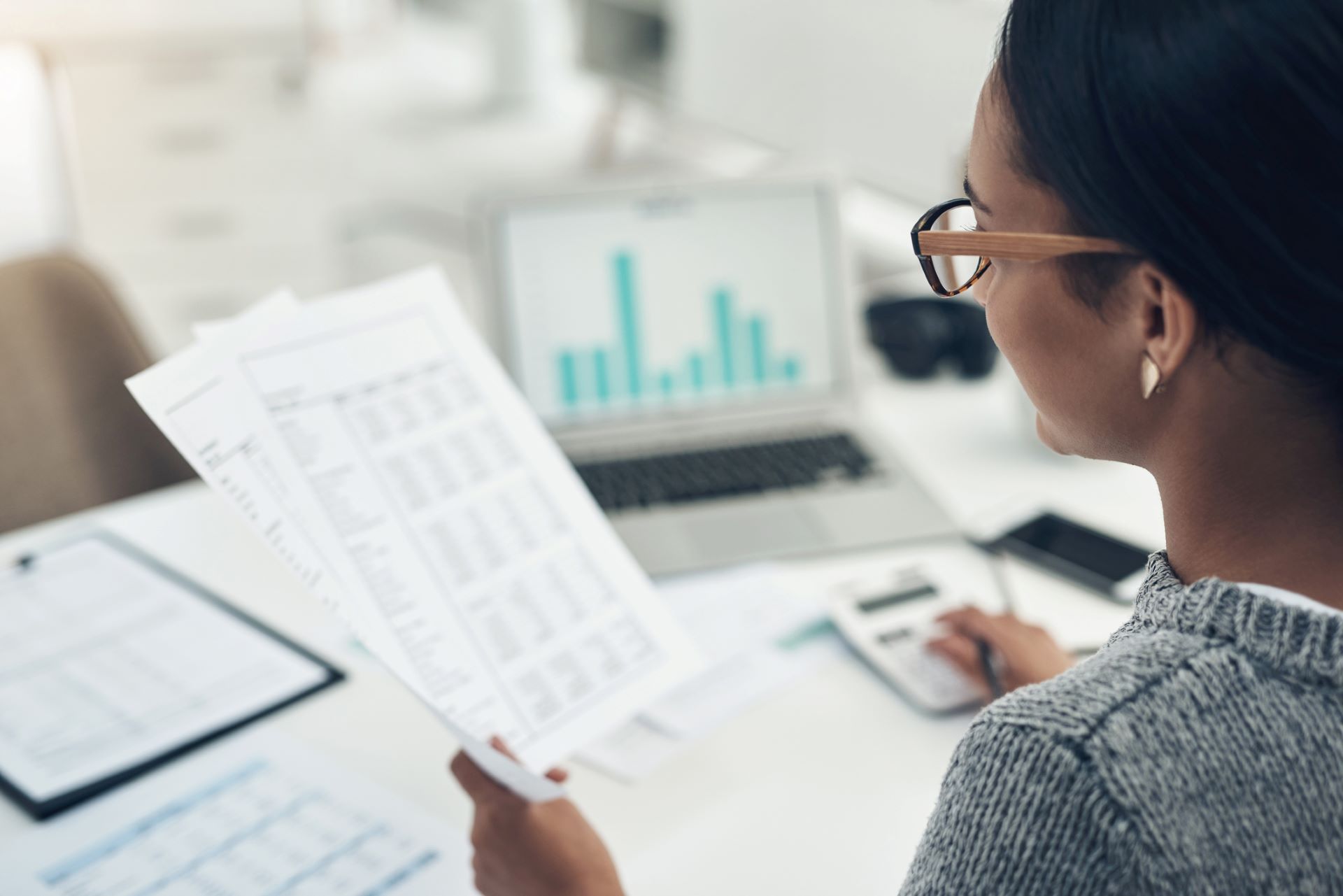 Researcher analysing data