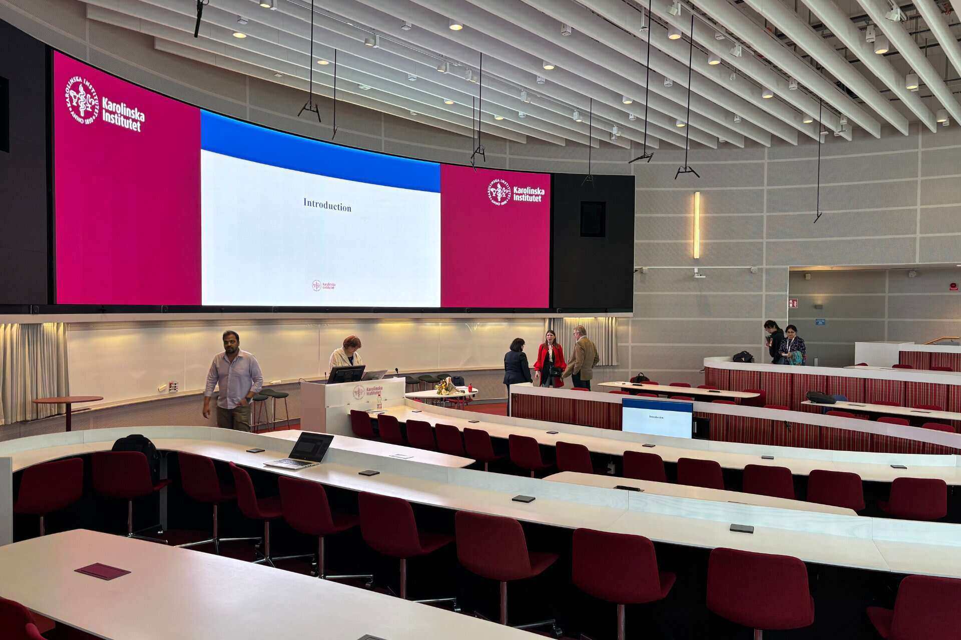 A photo of a lecture theatre at the Karolinska Institute