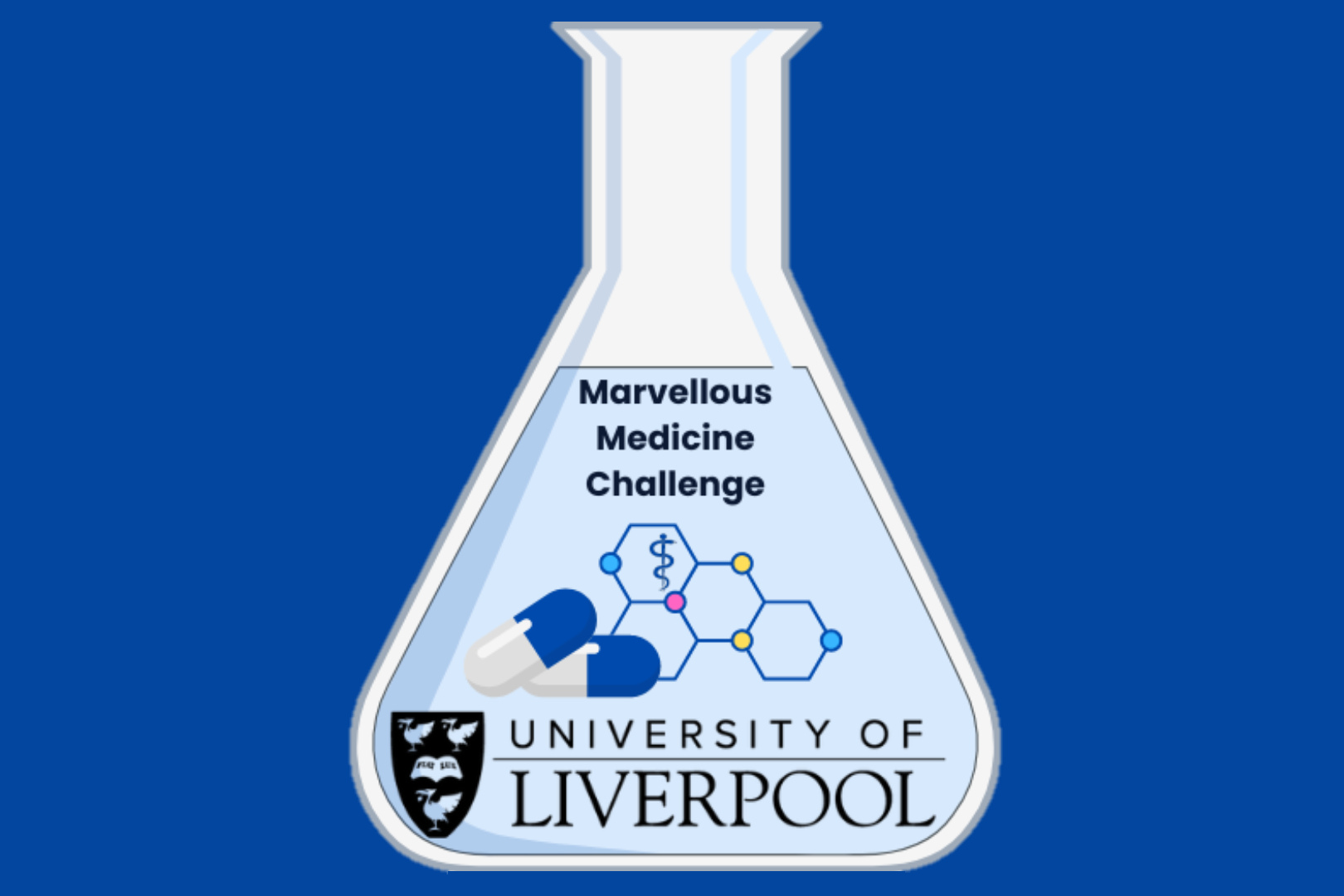 Illustration of a conical flask shaped Marvellous Medicine badge