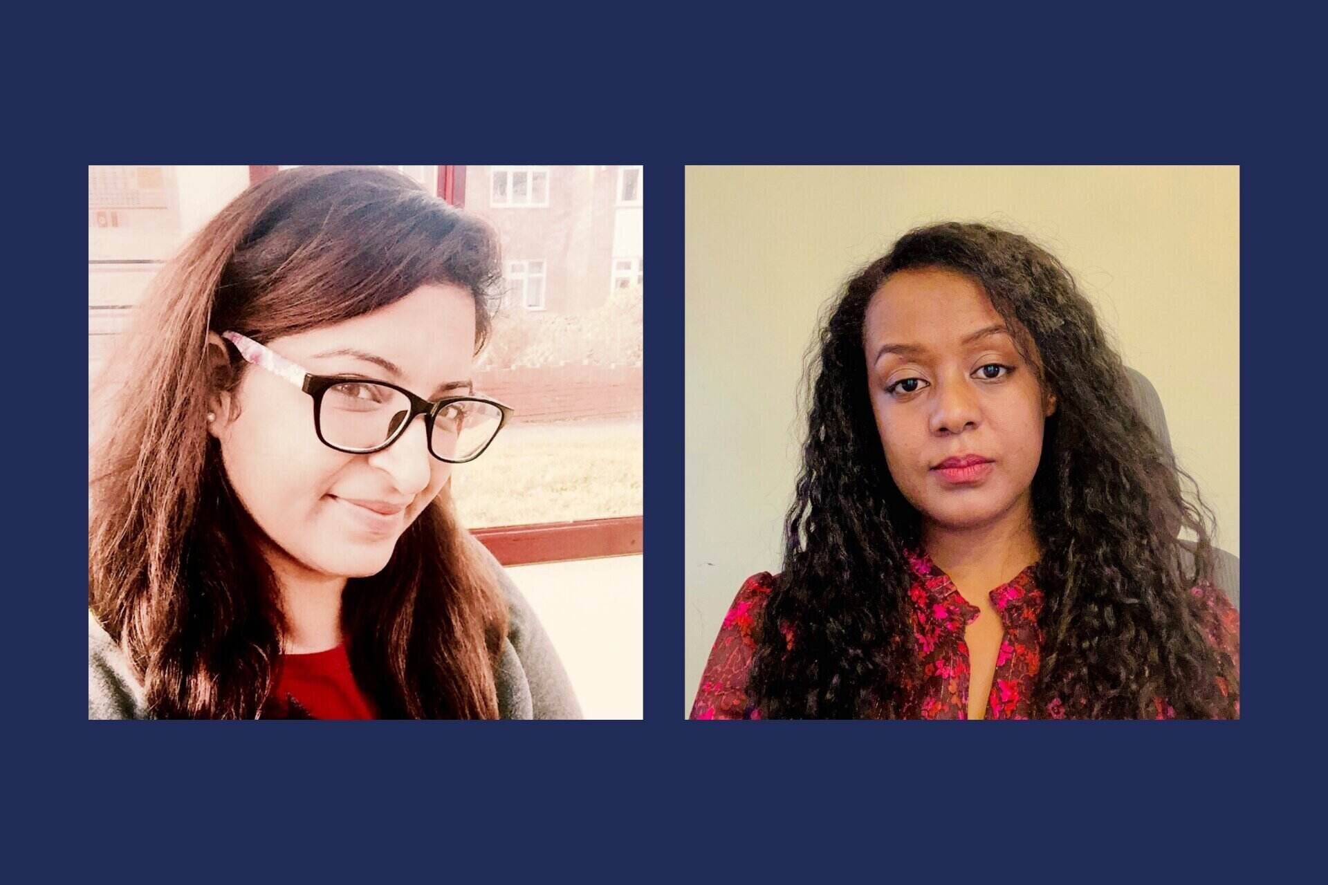 IWD CBF Scholarship 2025 winners Mehnaz Qureshi and Nitsuh Wubishet Boru
