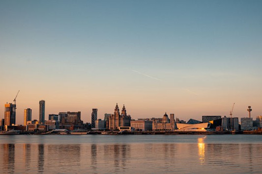The Liverpool skyline reflected in the river