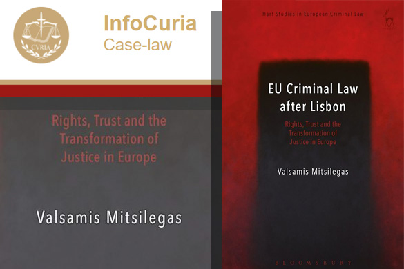 EU Criminal Law After Lisbon book cover by Valsamis Mitsilegas - title and author in white text on a black and red abstract background