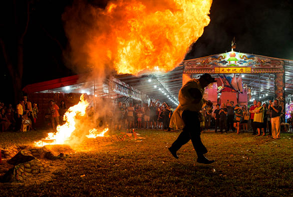 Taoist priest performing a “Hell Breaking” ritual in Singapore