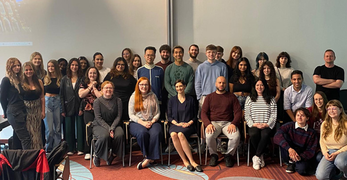 A large group of students and academics at Jagiellonian University.