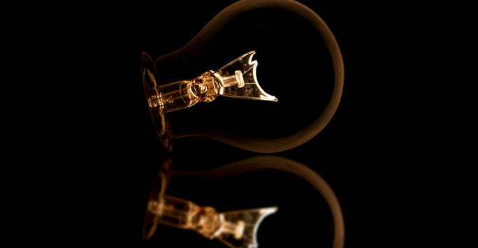 A lightbulb on its side.