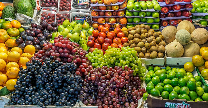 Fruit on a stall at the market.