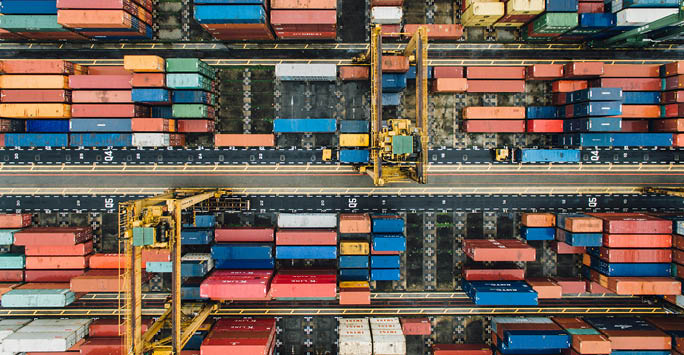 Shipping containers in a dock.