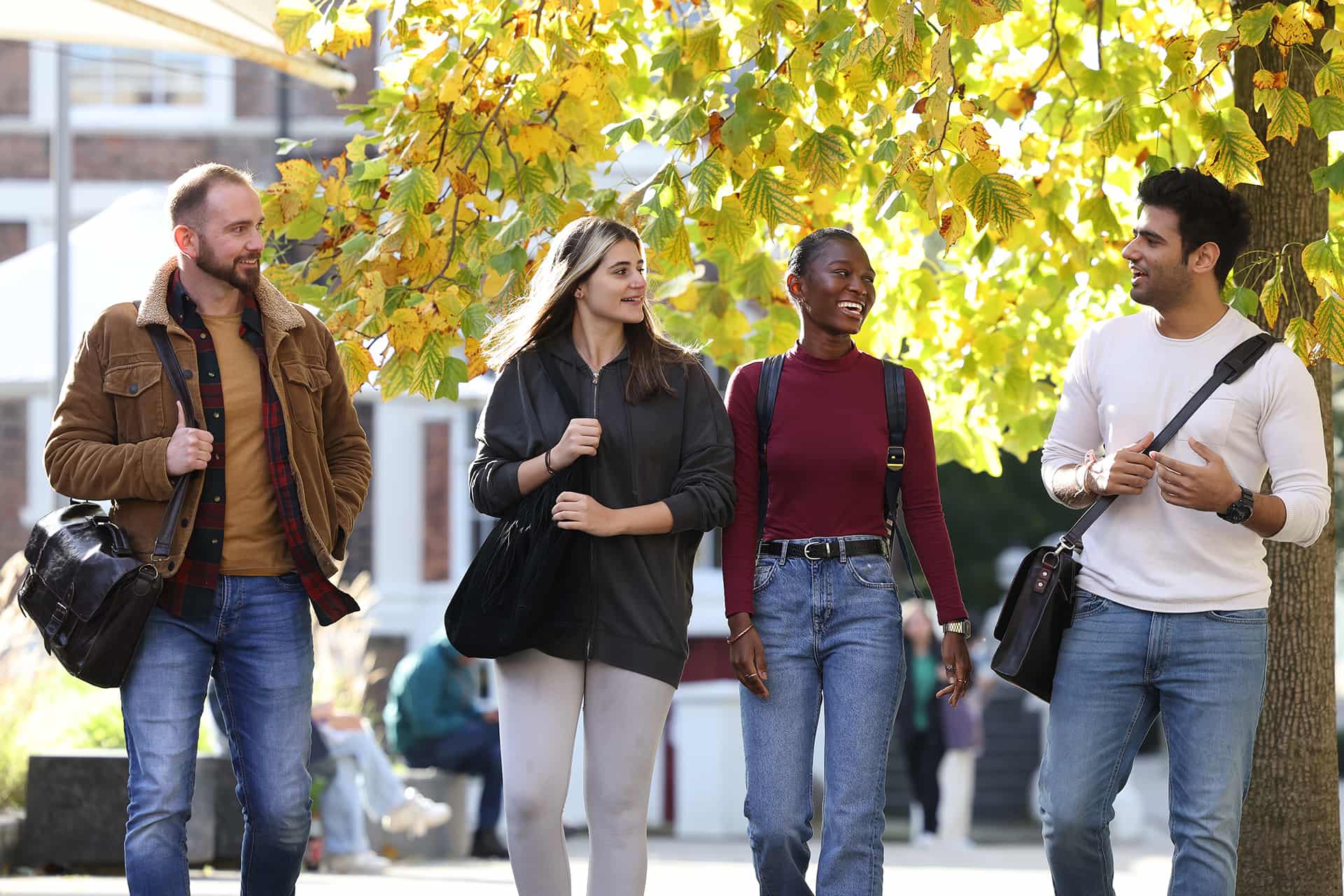 Students walking on campus