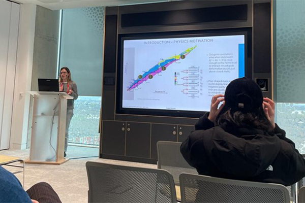 A student giving a talk.