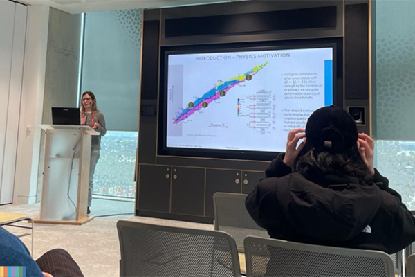 A student giving a talk.