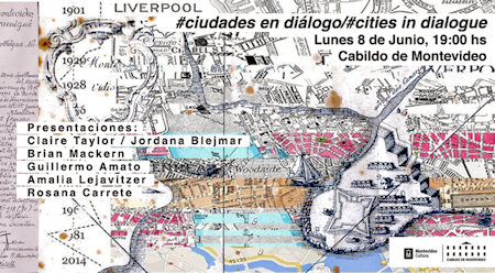 Cities in Dialogue flyer, designed by Artist in Residence Brian Mackern, based on his artwork entitled \'This Too Shall Pass\'