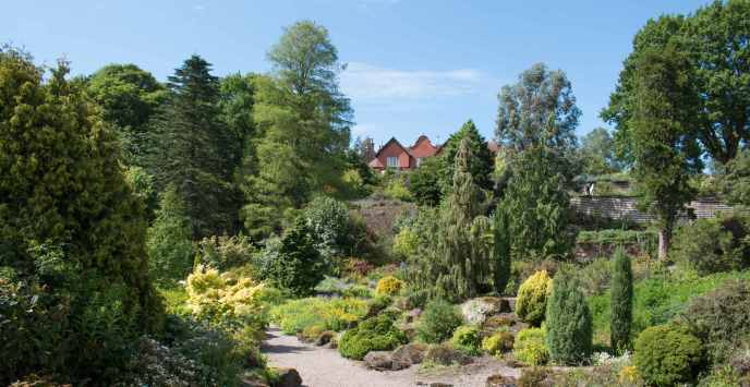 View across the rock garden towards Mickwell Brow