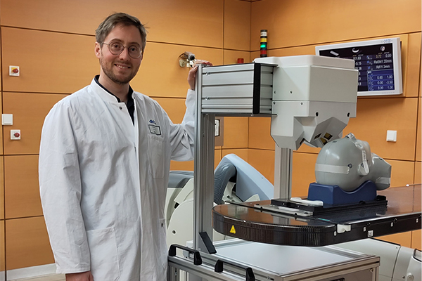 A person standing in a lab.