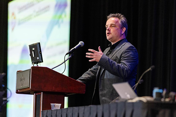 A person giving a presentation.