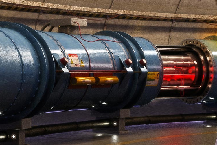 A photograph of a circular collider tunnel at CERN