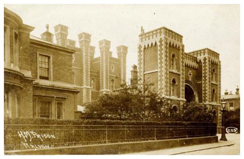 An old sepia-coloured photo of Walton Prison