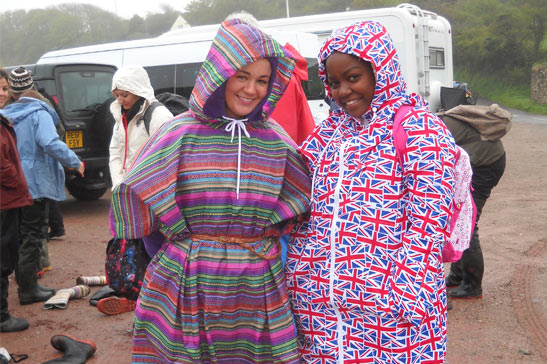Students in rain