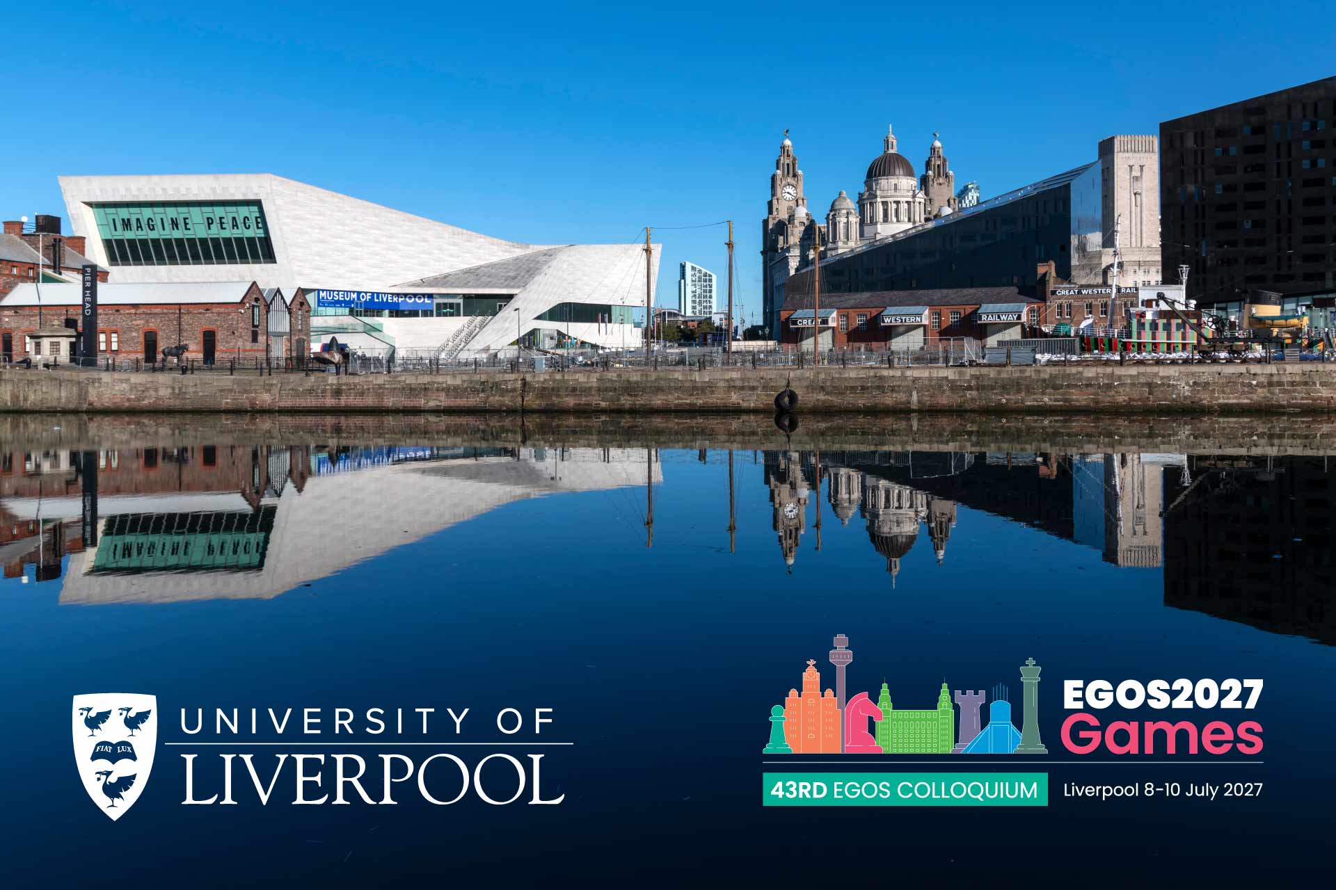 Image of Liverpool's waterfront with the University of Liverpool and EGOS 27 logos.
