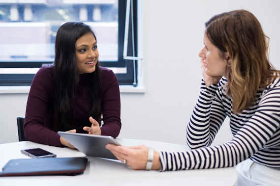 Student receiving mentoring support