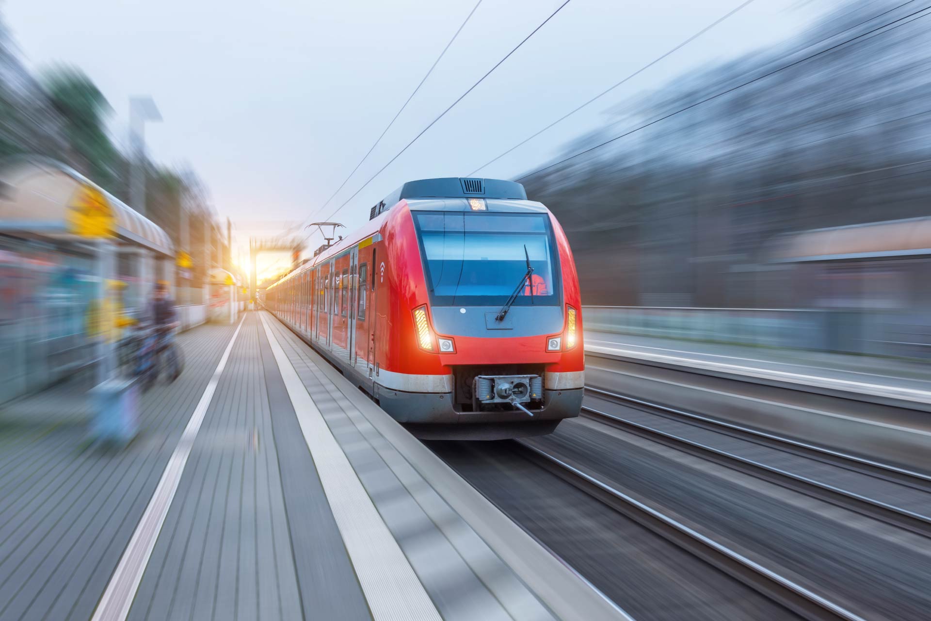 High speed train arriving to station