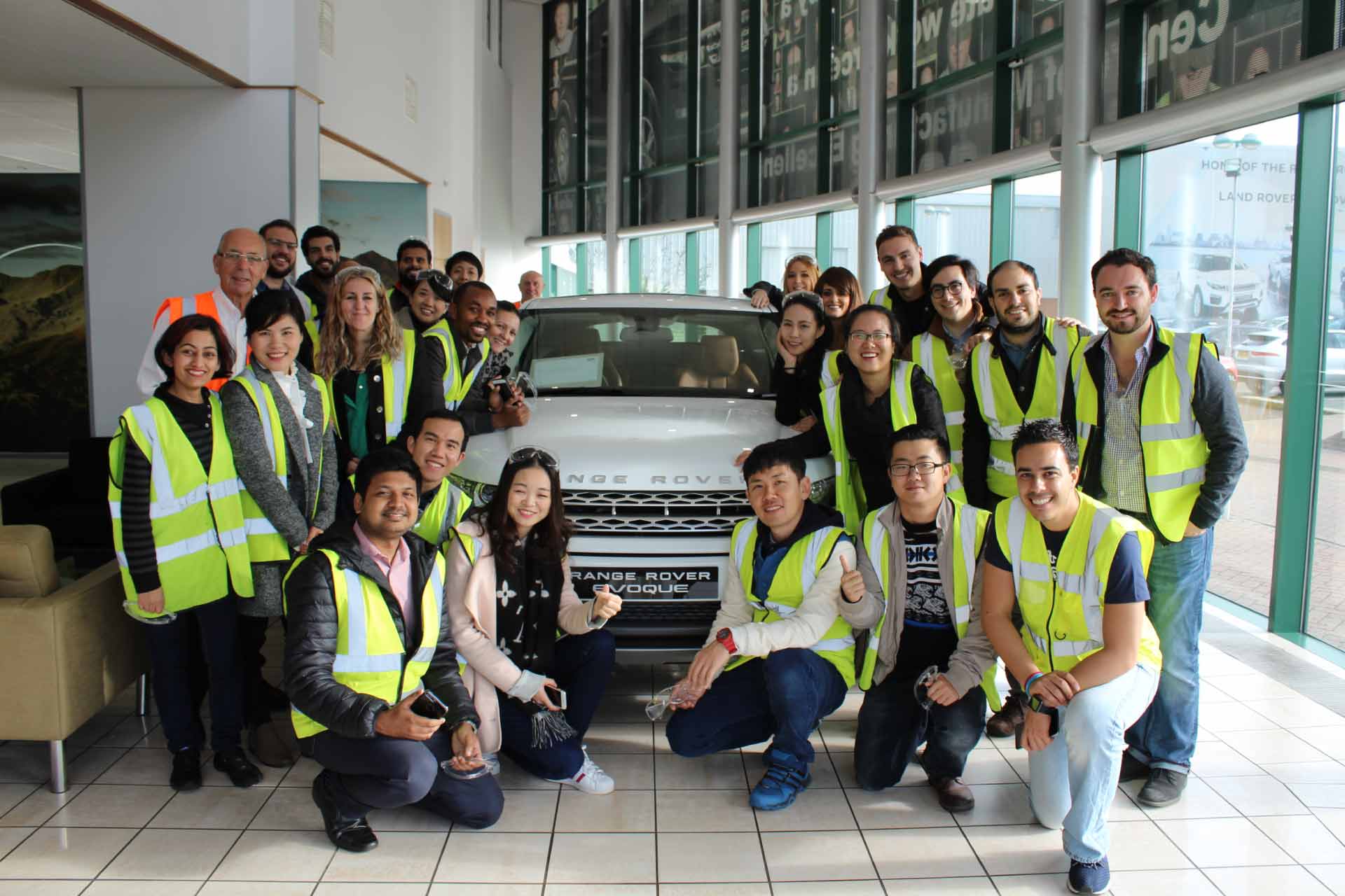 Group of mature students during a field trip to Land Rover.