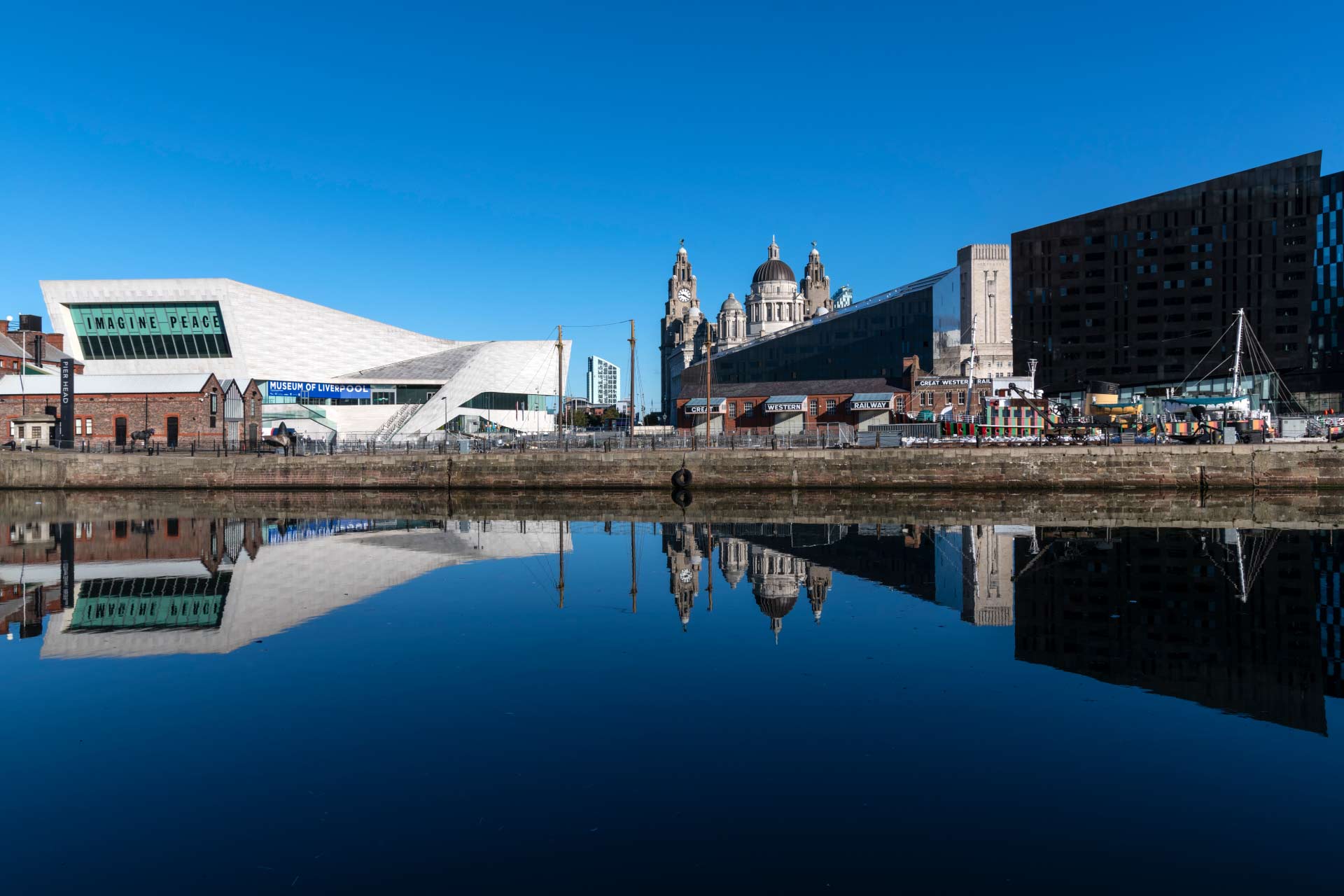 Image from Albert Dock of Liverpool Museum and the Three Graces