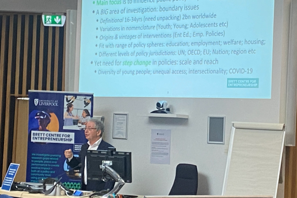 Professor Robert Blackburn during the presentation of the \'Youth Entrepreneurship Policy: Contemporary Challenges and Ways Forward\' policy paper.