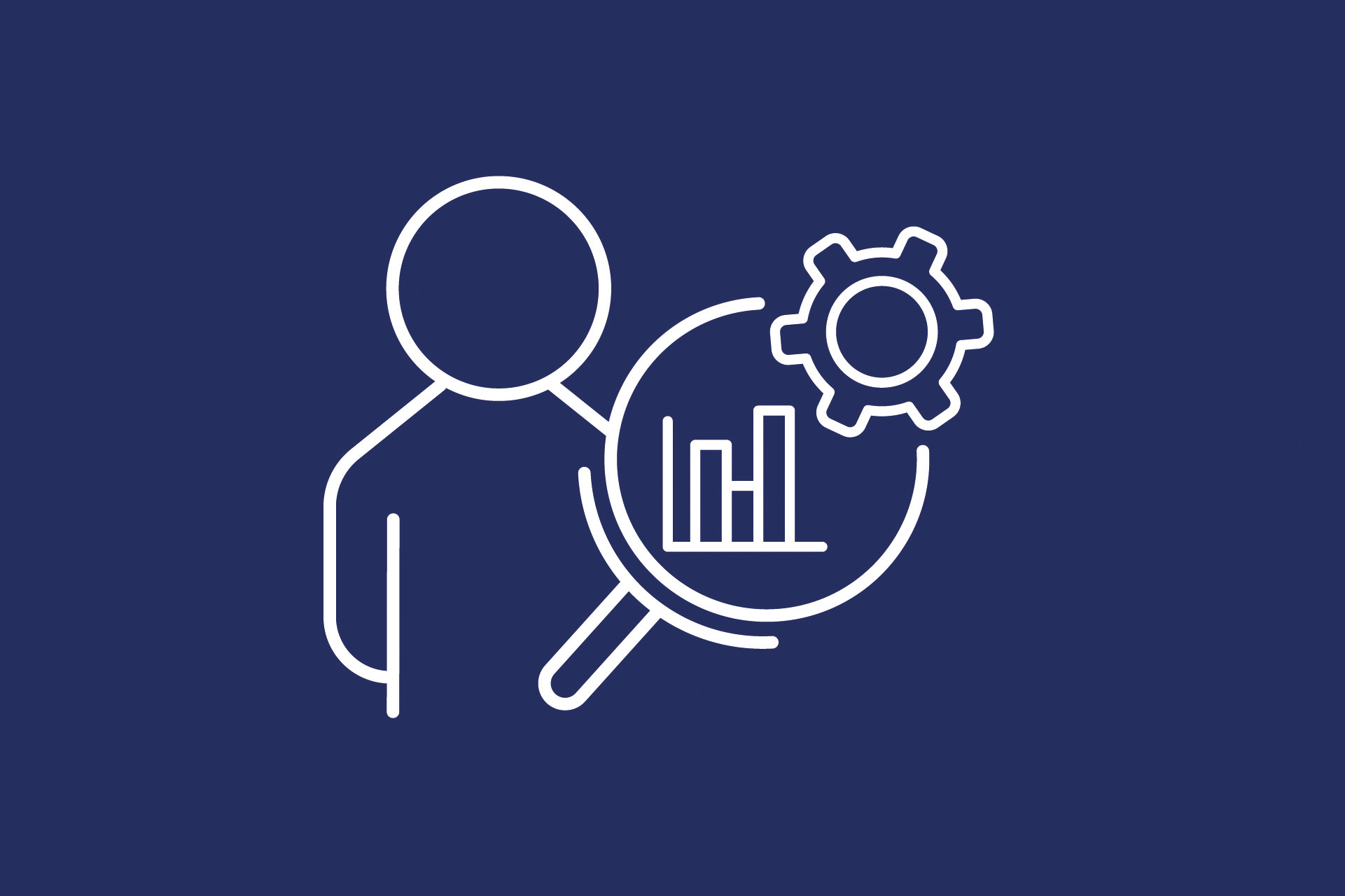 Graphic of person with a magnifying glass and graph