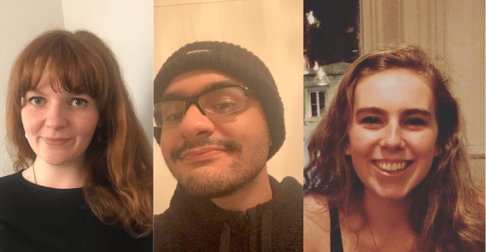 Collage of 3 students smiling to camera