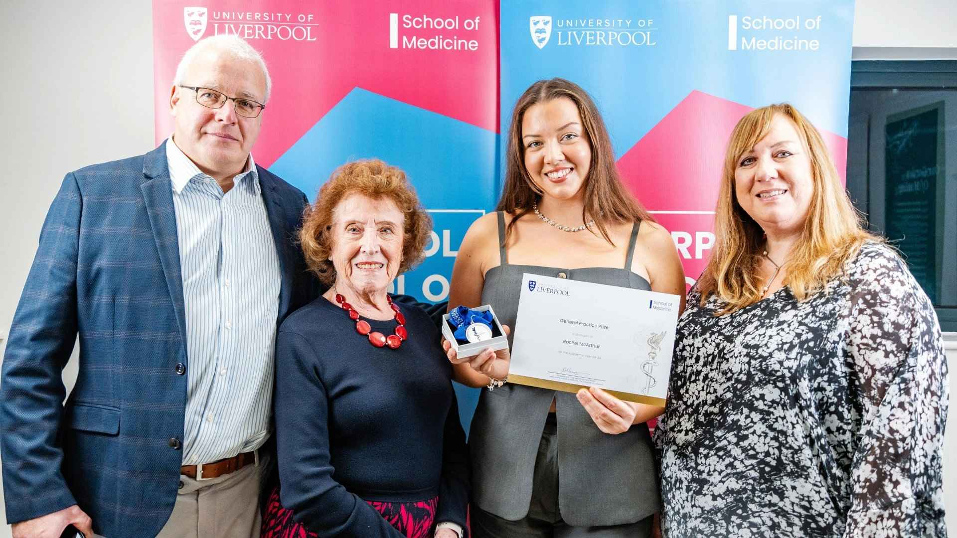 General Practice Prize winner, Rachel McArthur standing with her family after the ceremony