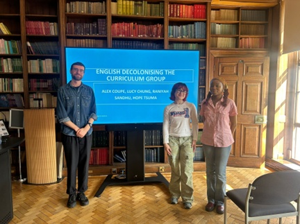 Students Hope Tsuma and Lucy Chung present their work on decolonising the undergraduate curriculum.