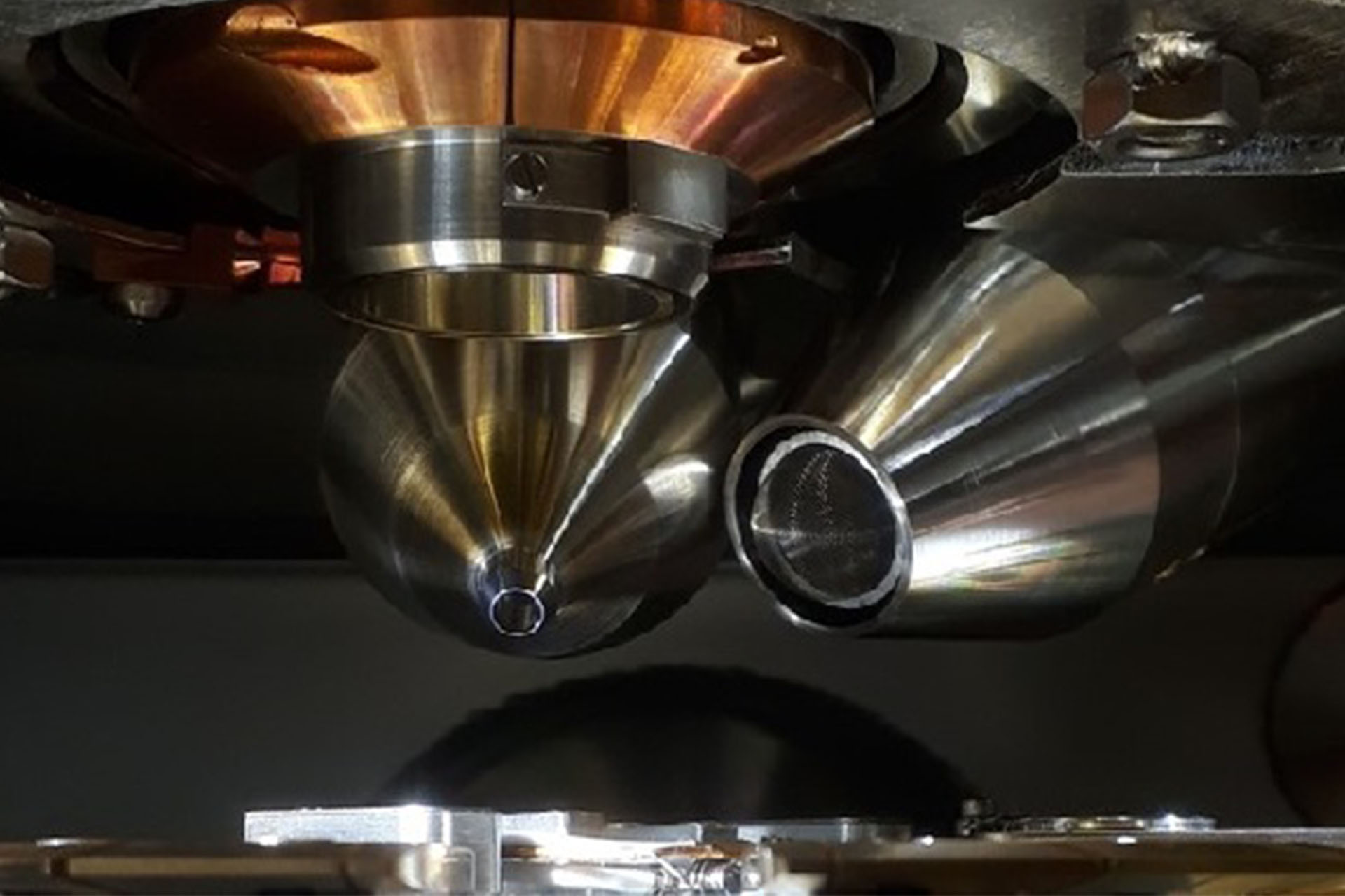 A close up of our low-energy ion scattering machinery
