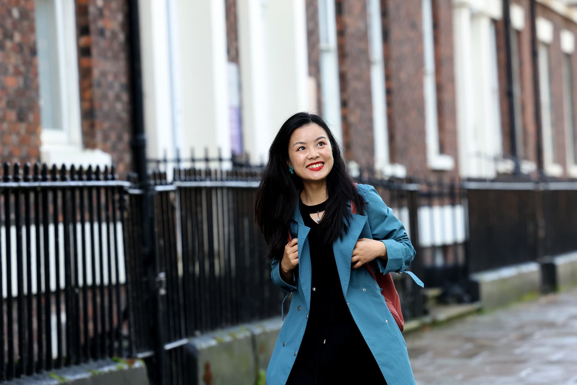 A student walks through campus.
