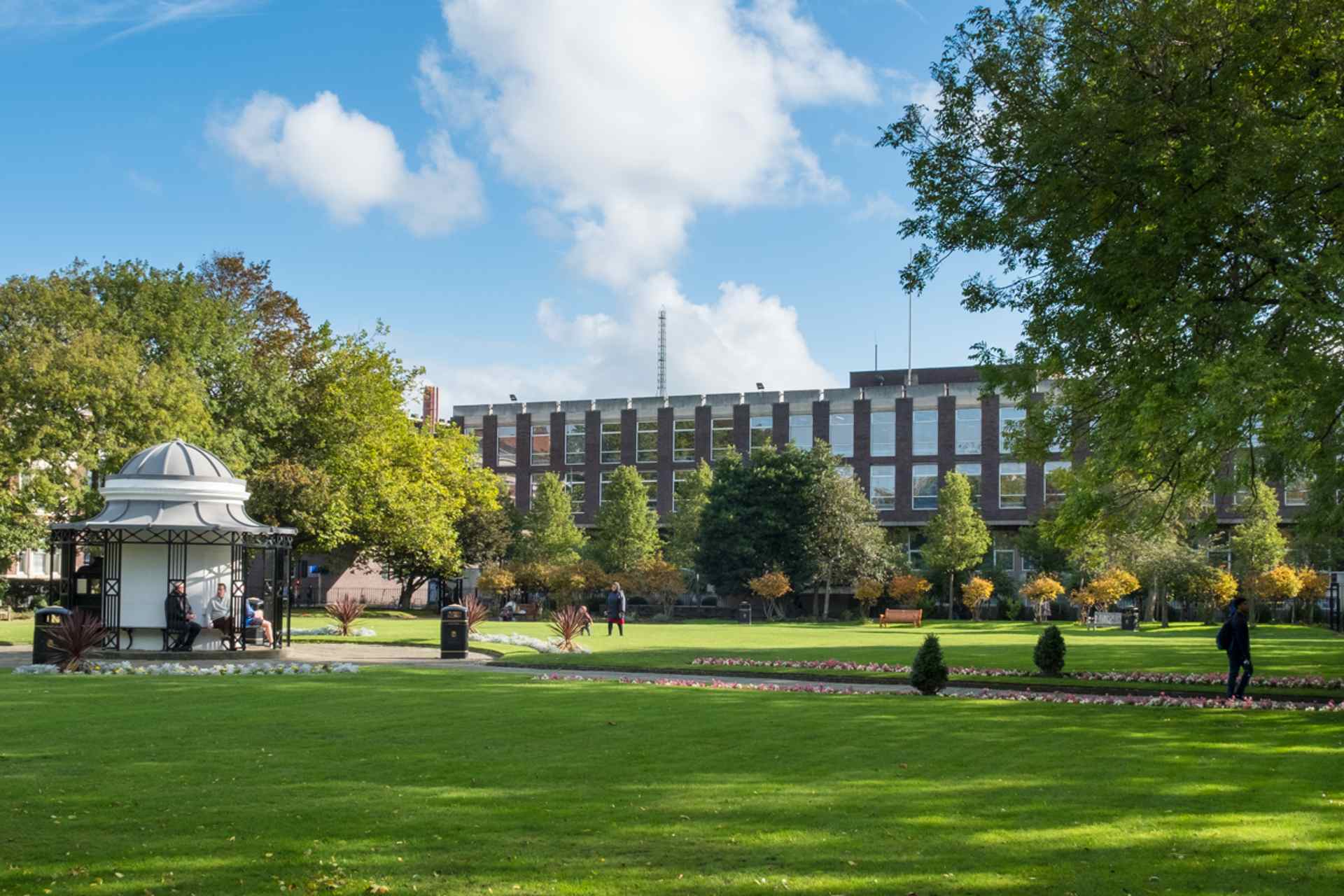 One of the University's green spaces Abercromby Square on a sunny day.