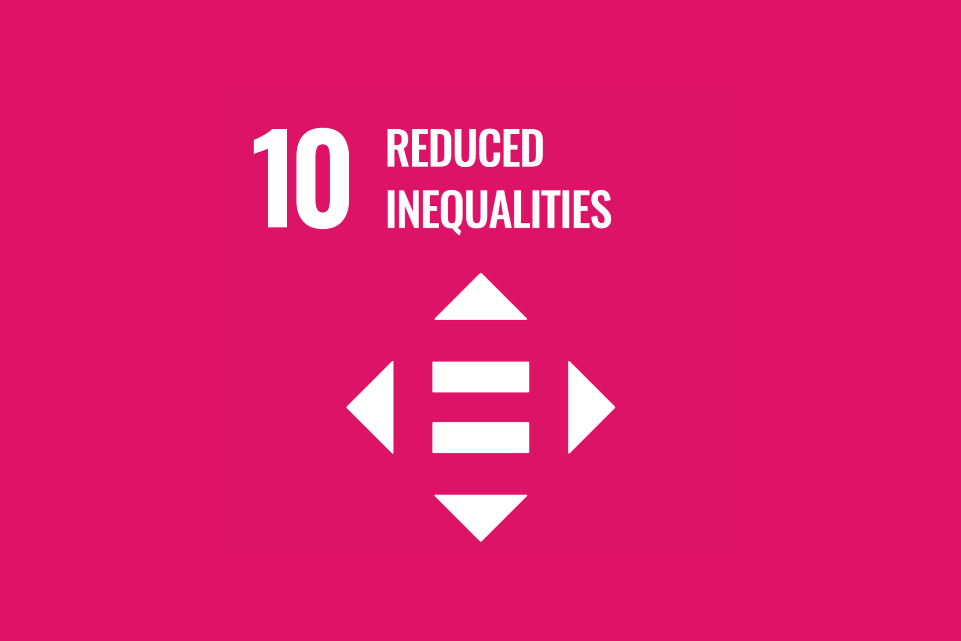 An equality icon with arrows pointing out in four directions with the text, 