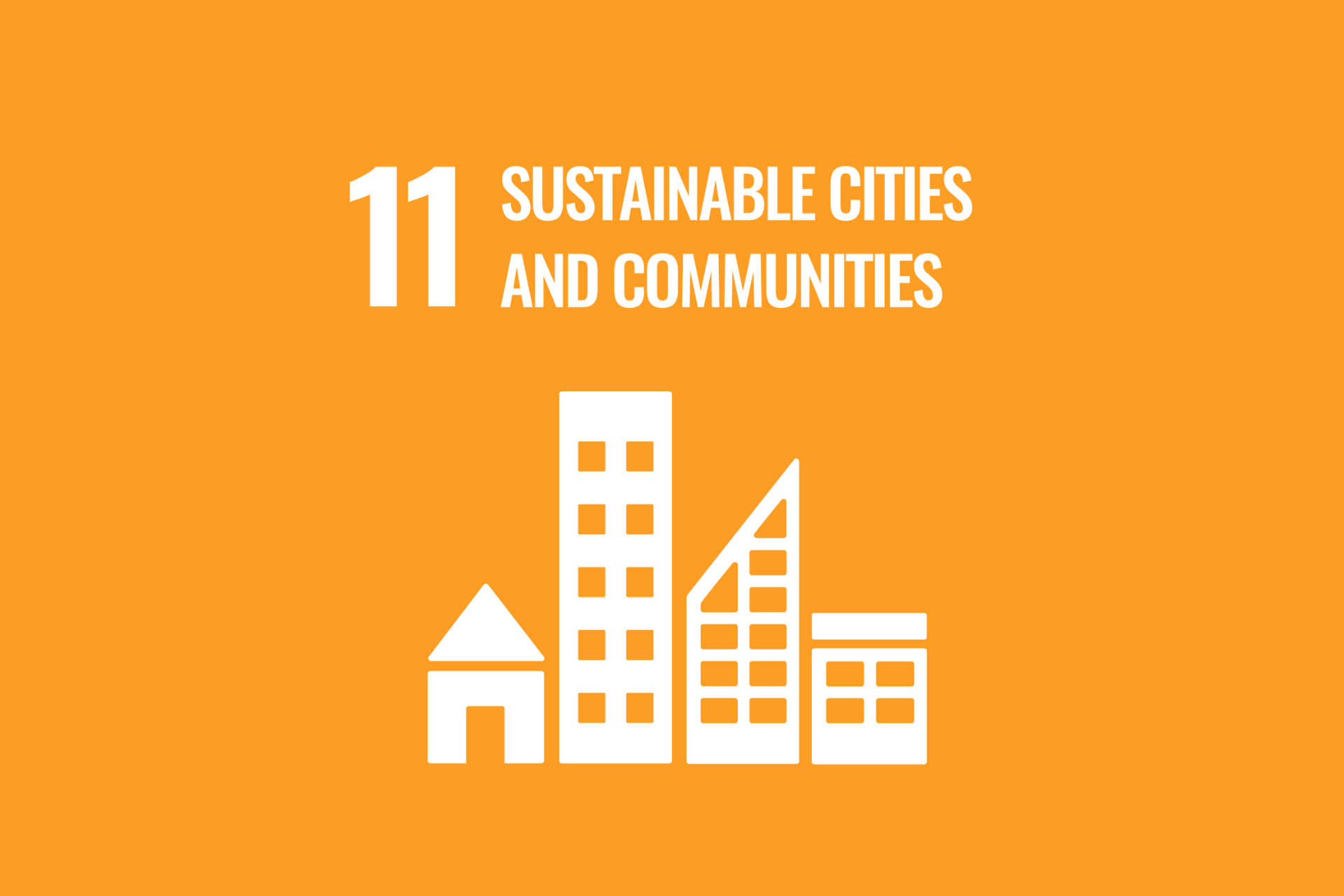 An icon of four buildings with the text, 