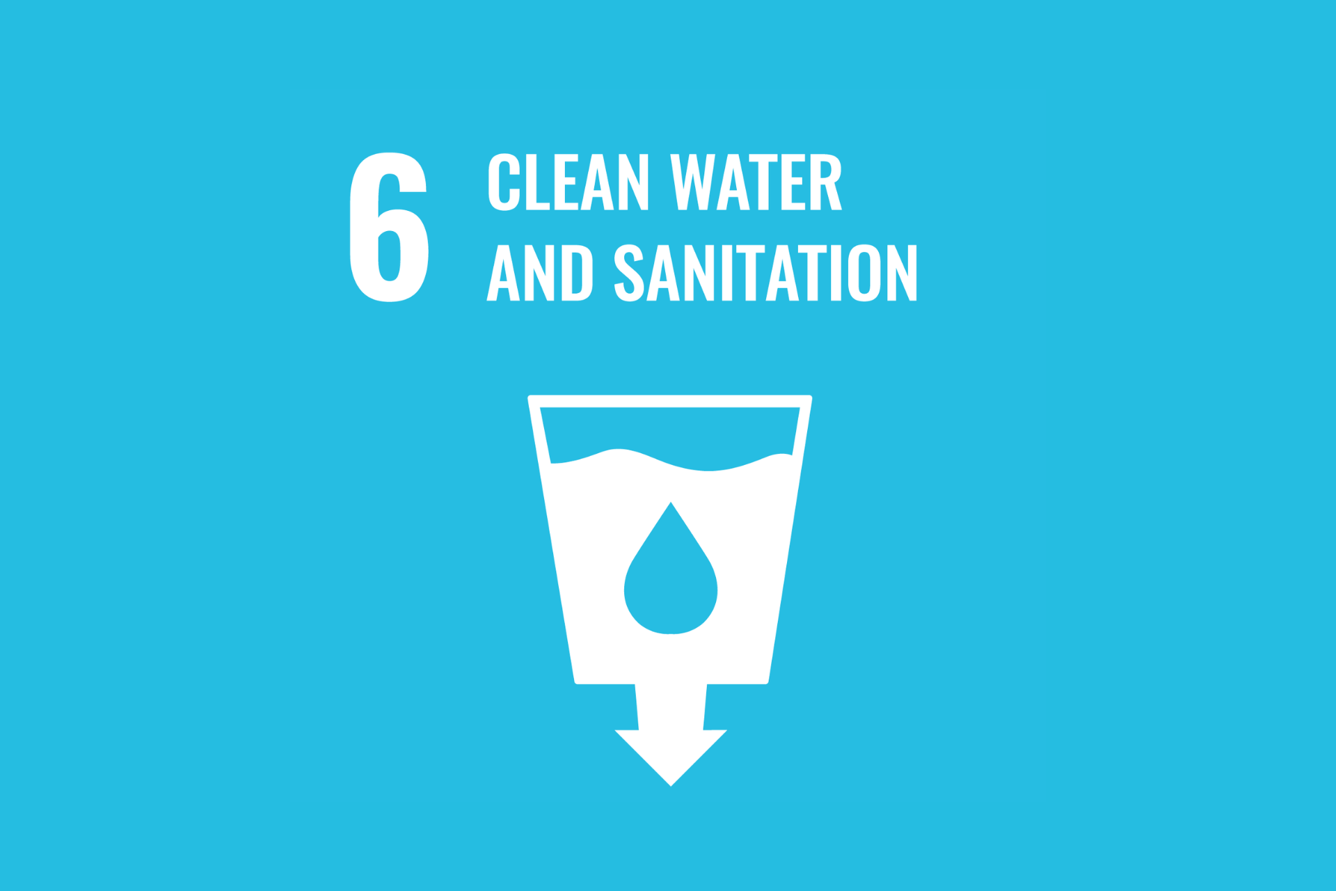 An image of a glass of water with an arrow at the bottom, with the words, 
