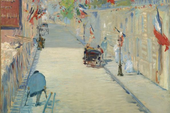 “The Rue Mosnier with Flags,” Édouard Manet (1878); image courtesy of Wikicommons