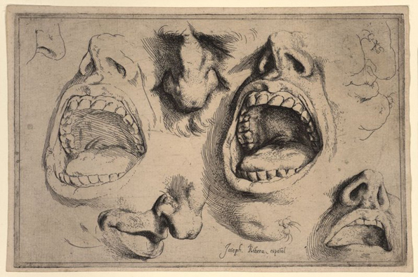 Jusepe de Ribera’s Studies of the Nose and Mouth, a detailed study of a mouth screaming in pain, circa 1622. Source: Wikipedia Commons