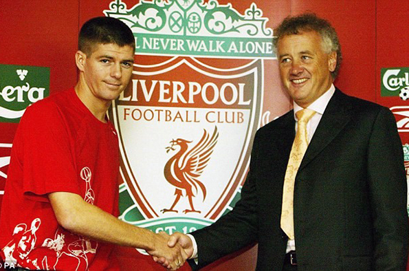 Steven Gerrard with Rick Parry