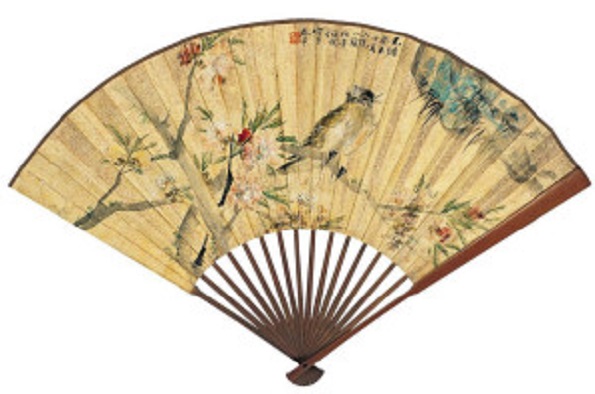 Ren Bohemian Peach Blossom and Bird Fan