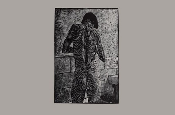 Body seen as flame, wood engraving by Frederick Jones ARBSA