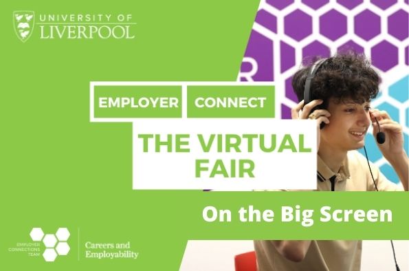 The Virtual Fair on the big screen on campus