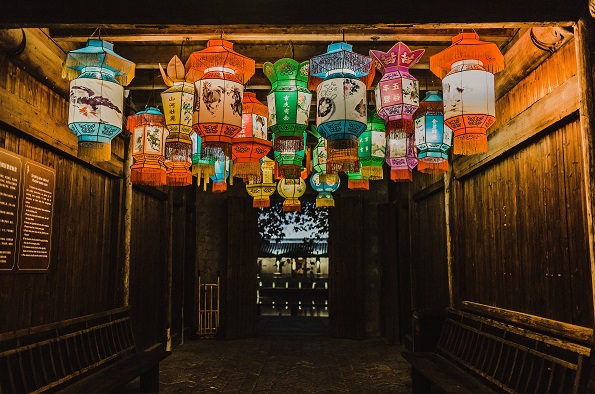 Chinese lanterns street scene
